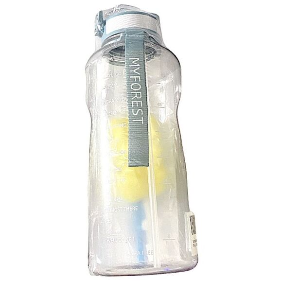 Water Bottle 64oz has Straw BPA Free Drinking Bottle with Time Marker Leakproof - Picture 3 of 3